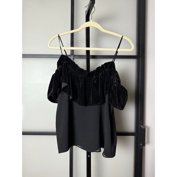 MISA Los Angeles Off the Shoulder Velvet and Chiffon Top Size Small - Picture 1 of 9